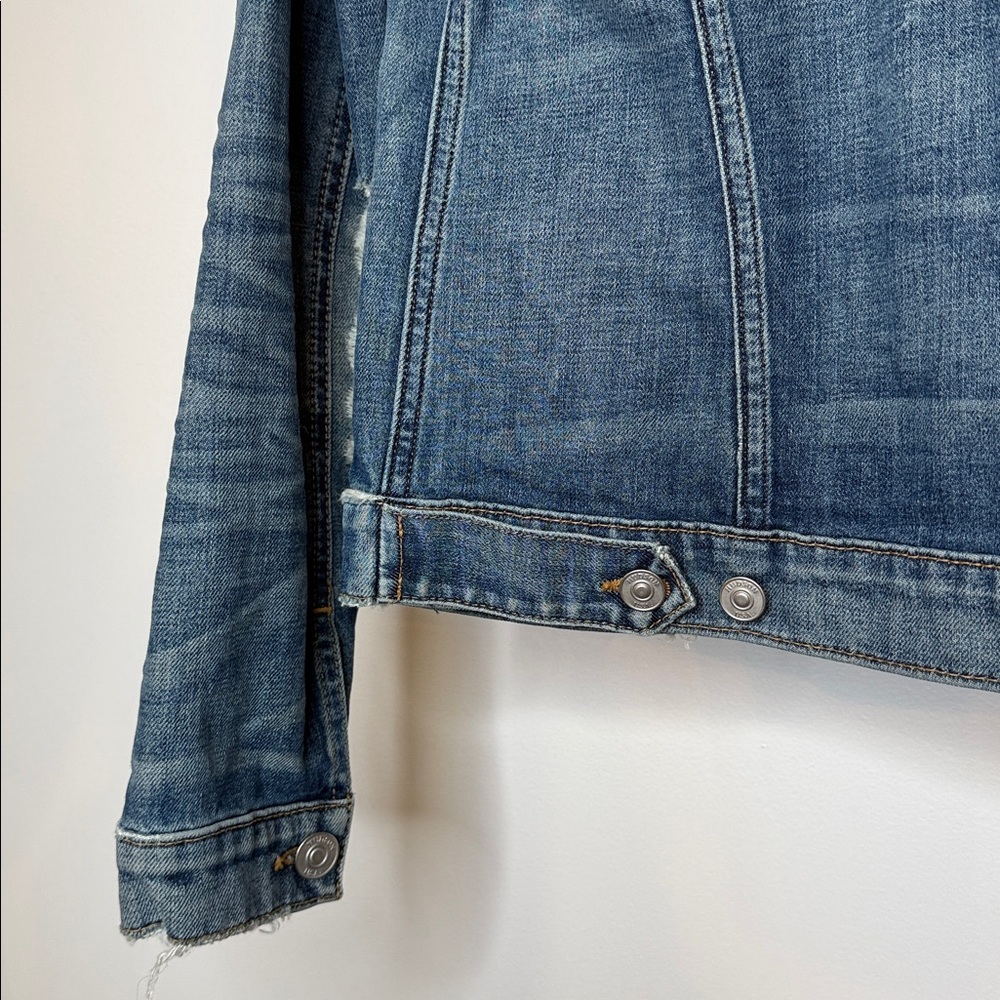 Hudson Distressed the classic rose embroidered denim Jean Jacket size XS - Picture 9 of 12